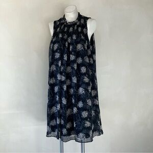 Joie | Baltic Navy Floral Print Smocked Lined Mini Dress